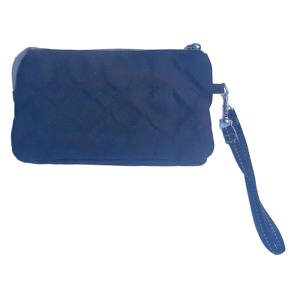Thirty-one Vary You black quilted fabric detachable wristlet versatile neutral.